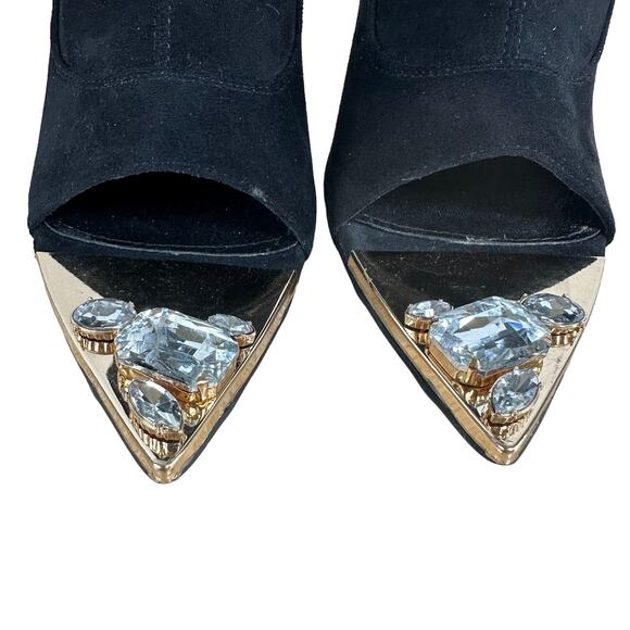 Azalea Wang High Society Rhinestone Black Pointed Toe *Missing Chain** Sz 6.5 - Picture 7 of 10